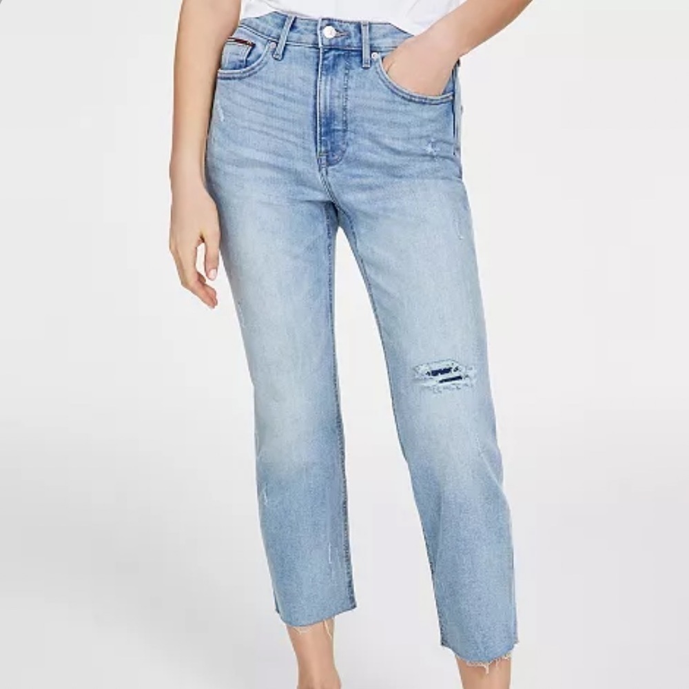 NWOT Tommy Hilfiger high rise straight leg crop jeans Abigail wash